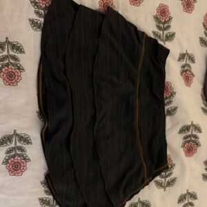 Athleta Black Asymmetrical Mini Skirt with Tan Stitching